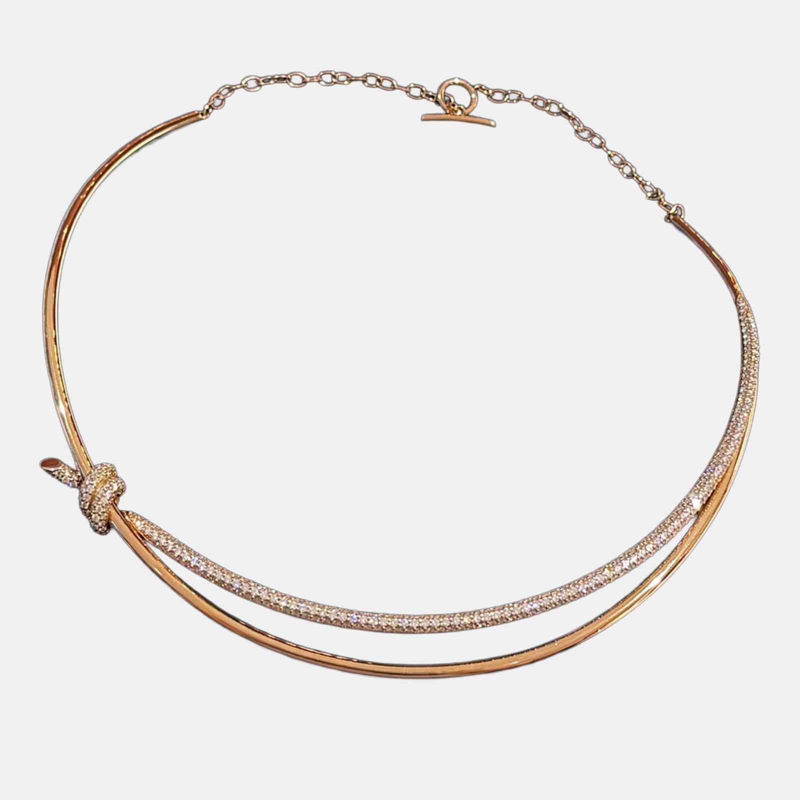 tiffany & co. double knot 18k yellow gold with diamonds necklace
