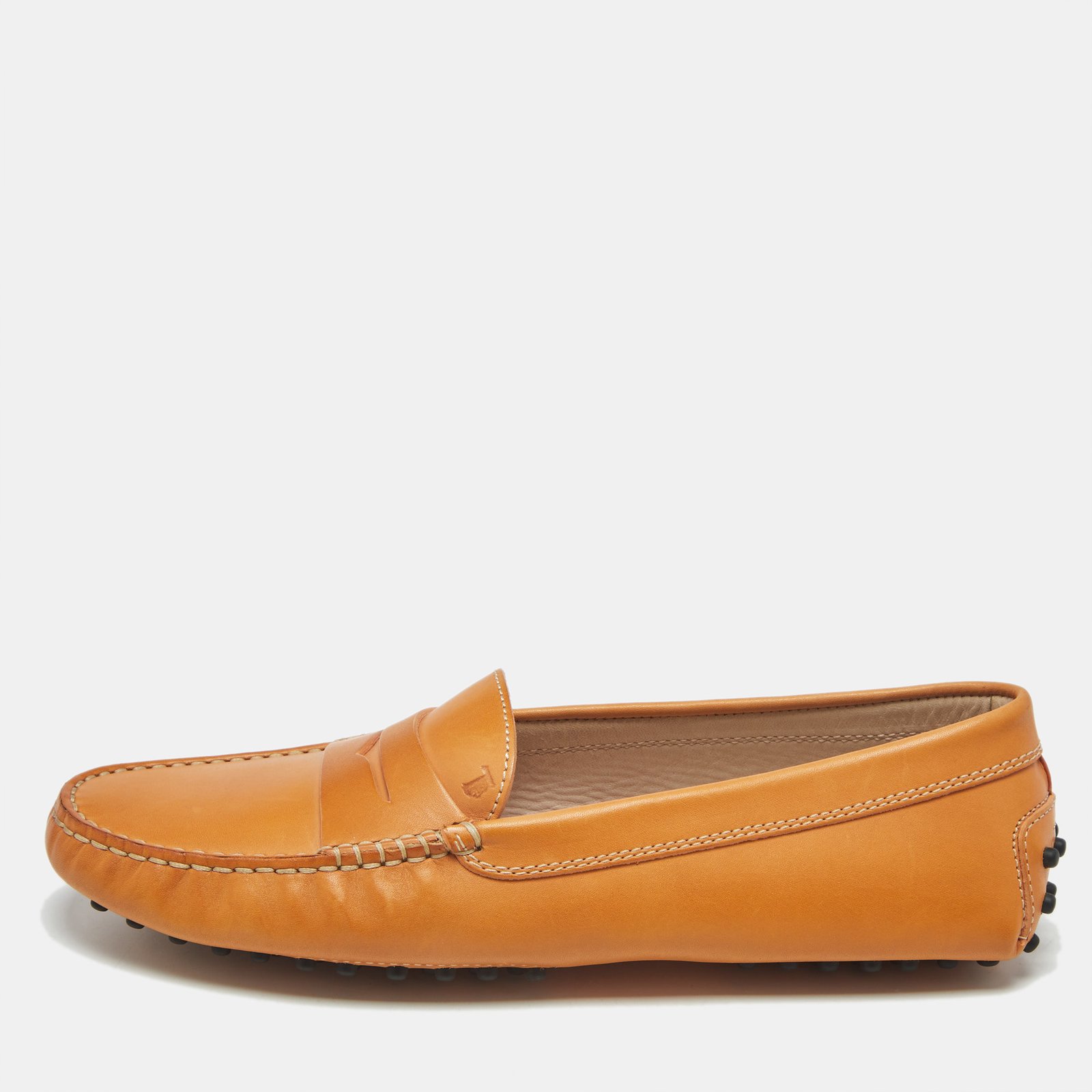 tod's light  brown leather gommino bow slip on loafers size 39