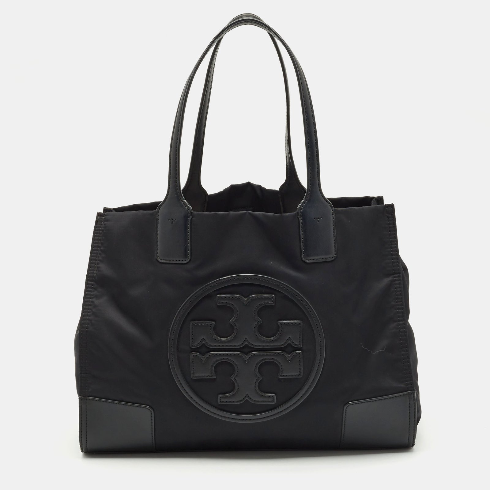 tory burch black nylon and faux leather medium ella tote