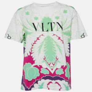 valentino multicolor vltn logo print crew neck t-shirt s