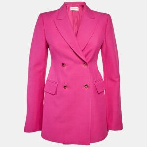 valentino pink wool rockstud single breasted blazer s
