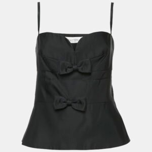 valentino black silk sweetheart neck sleeveless top l