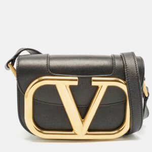 valentino black leather small supervee crossbody bag