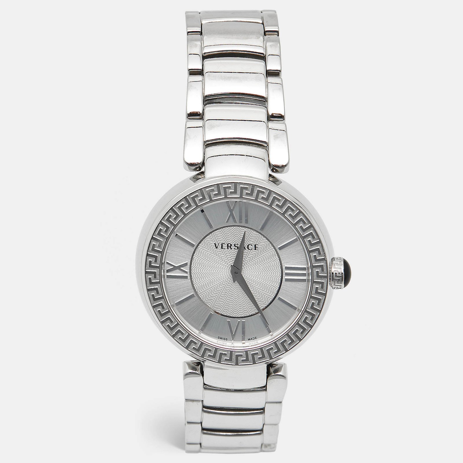 versace silver dial stainless steel leda vnc030014 women's wristwatch 38 mm