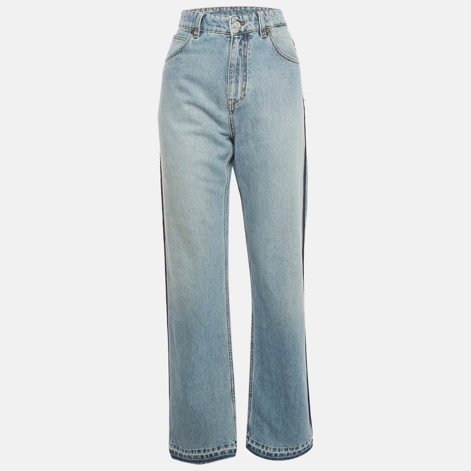 victoria beckham blue high waisted denim straight leg julia jeans l waist 31"