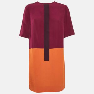 luxury-women-victoria-victoria-beckham-used-clothes-p1111569-001.jpg victoria victoria beckham burgundy/orange colorblocked crepe short dress l