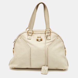 yves saint laurent off white leather medium muse satchel