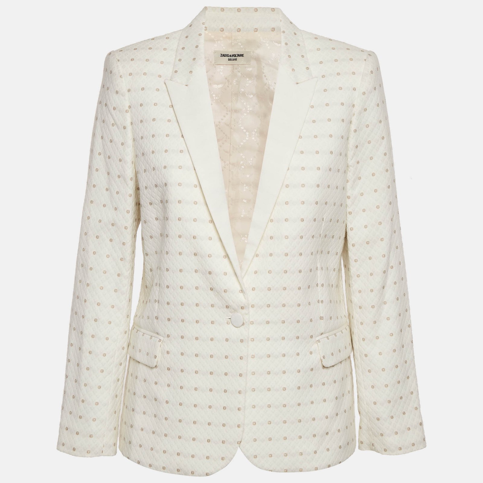 zadig & voltaire deluxe white embroidered crepe victor flower blazer m
