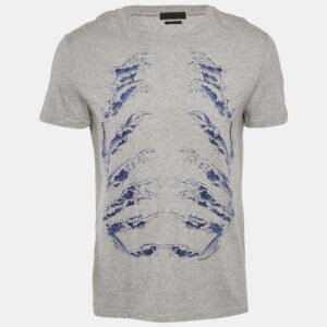 alexander mcqueen grey ribcage wave print cotton t-shirt m
