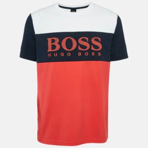 boss by hugo boss multicolor logo embroidery cotton blend t-shirt l
