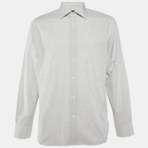 ermenegildo zegna white check pattern cotton tailored fit shirt m