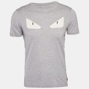 fendi grey cotton monster eye applique detail t-shirt m