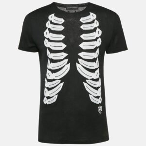 alexander mcqueen black ribcage print cotton t-shirt m