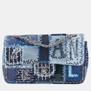chanel multicolor  denim coco mark patchwork chain shoulder bag