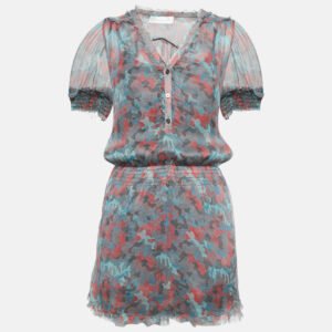 zadig & voltaire deluxe multicolor ribal print silk crepe mini dress xs