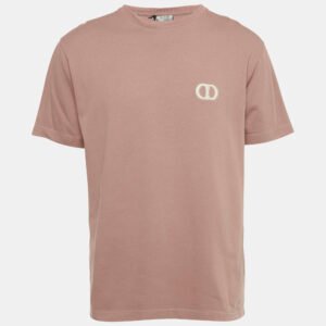dior homme metal rose pink cotton logo detail crew neck t-shirt m