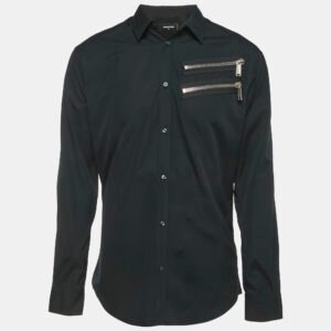 luxury-men-dsquared2-used-clothes-p1186744-005.jpg dsquared2 black cotton zipper detail cotton shirt l