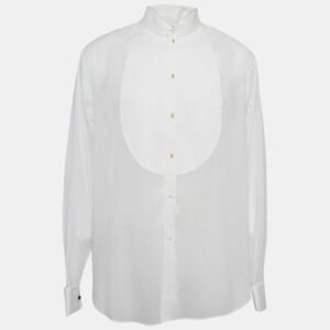 giorgio armani white sheer cotton tuxedo shirt xxxl
