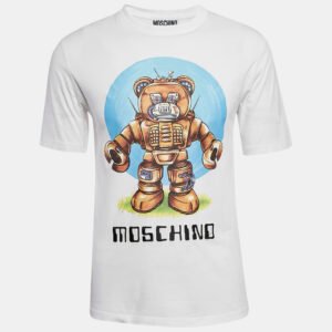 moschino couture white cotton robotic teddy print t-shirt xs
