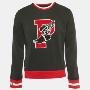 polo ralph lauren black p-wing patch cotton blend sweatshirt s
