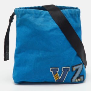 prada blue canvas canapa vz initial drawstring convertible bag