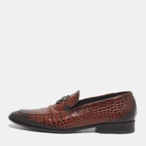 luxury-men-roberto-cavalli-used-shoes-p1204660-001.jpg roberto cavalli brown croc embossed leather slip on loafers size 43