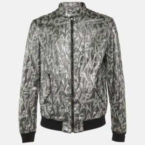versace jeans silver metallic jacquard bomber jacket l
