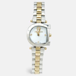 aigner mother of pearl two tone stainless steel arco a34200 women's wristwatch 25 mm
