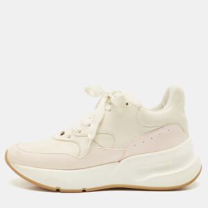 alexander mcqueen white/pink leather chunky sneakers size 38