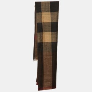 burberry brown half mega check wool & silk stole