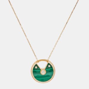 cartier amulette de cartier diamonds malachite 18k rose gold long necklace