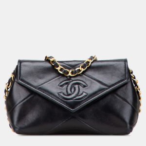 chanel black mini cc quilted lambskin single flap