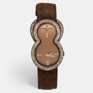 de grisogono brown pvd coated18k rose gold leather be eight s05 women's wristwatch 27 mm