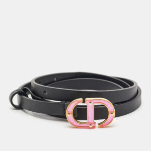 dior black leather cd logo slim belt 75 cm