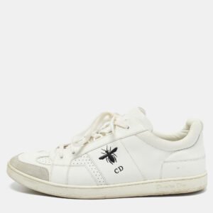 dior white/grey leather and suede d bee low top sneakers size 41