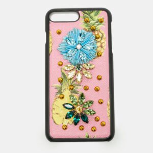 dolce & gabbana multicolor fruit print leather crystal embellished iphone 7 plus case
