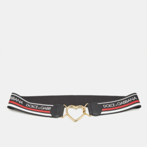 dolce & gabbana multicolor elastic band and leather heart buckle belt 85cm