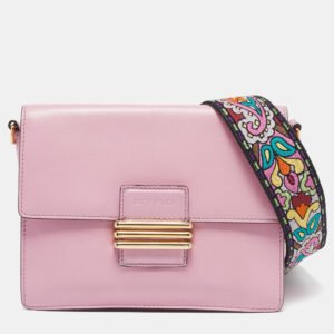 etro pink leather fold-over shoulder bag