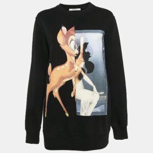 givenchy black bambi print cotton sweatshirt xs