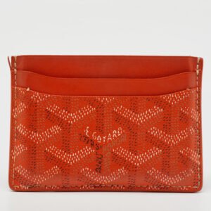 goyard orange goyardine coated canvas and leather saint sulpice card holder