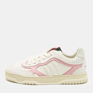 gucci white/pink leather gg lace up sneakers size 39
