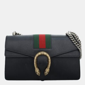 gucci black  dionysus web medium shoulder bag