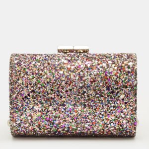 jimmy choo multicolor glitter fabric mini tube clutch