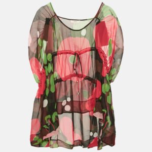 luxury-women-kenzo-used-clothes-p1160161-002.jpg kenzo multicolor printed silk cinched waist top m