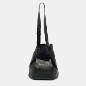 louis vuitton black epi leather sac d'epaule pm bag