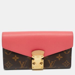 louis vuitton rose litchi monogram canvas and leather pallas wallet
