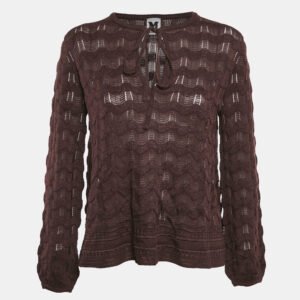 m missoni dark purple wavy knit long sleeve top s