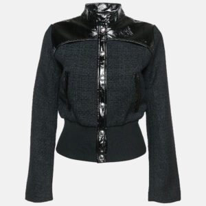 maje black tweed button front contrast trimmed  jacket xs