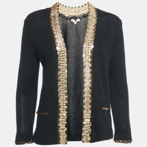maje black embellished linen and cotton fascinate cardigan s