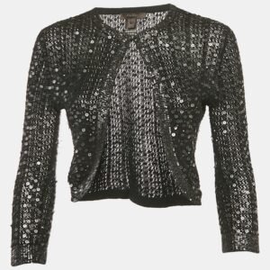 max mara black sequin knit cardigan s